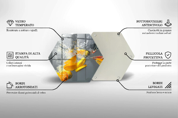 Steklena podloga za rezanje Limone v vodi