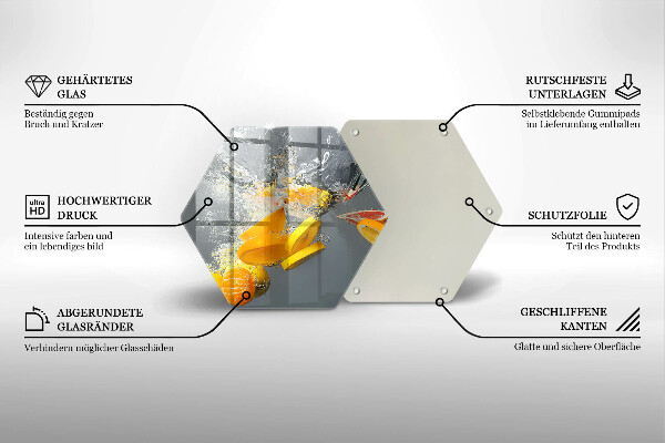 Steklena podloga za rezanje Limone v vodi