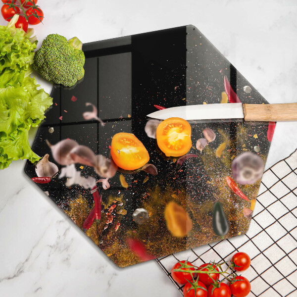 Steklena podloga za rezanje Pekoče začimbe