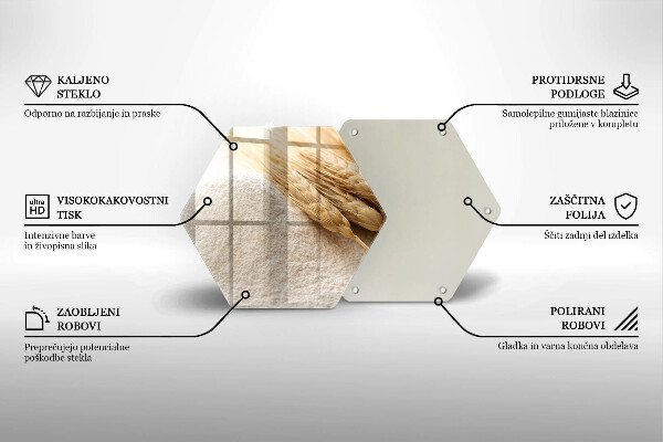 Steklena podloga za rezanje Moka in klasje