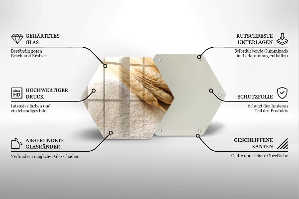 Steklena podloga za rezanje Moka in klasje