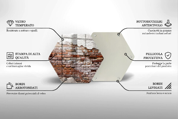 Steklena podloga za rezanje Stara opečna in betonska stena