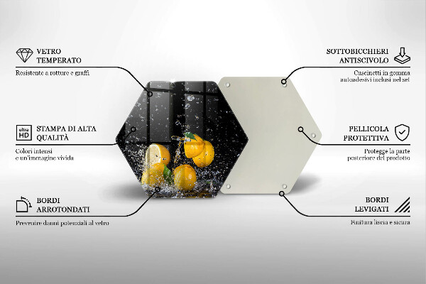 Steklena podloga za rezanje Sočno sadje limone