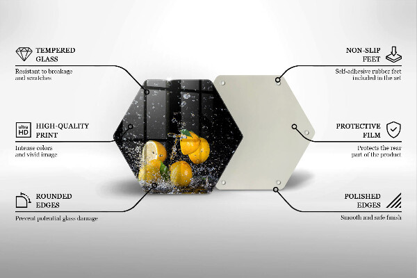 Steklena podloga za rezanje Sočno sadje limone