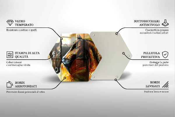 Steklena podloga za rezanje Živali konji