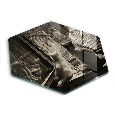 Steklena podloga za rezanje Mačje mesto in okno