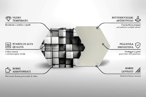 Steklena podloga za rezanje Abstraktni 3D kvadrati