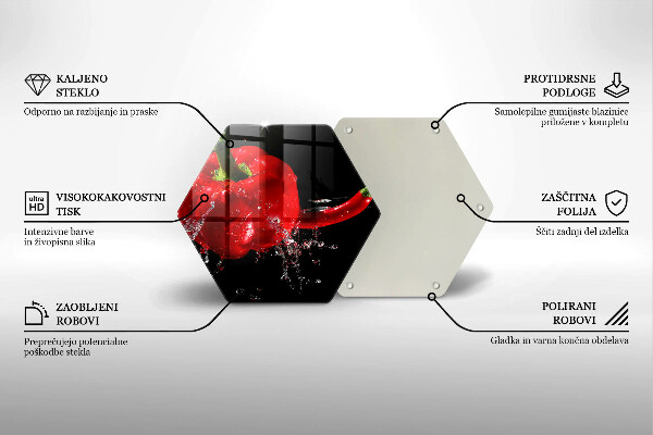 Steklena podloga za rezanje Rdeča paprika v vodi