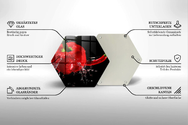 Steklena podloga za rezanje Rdeča paprika v vodi