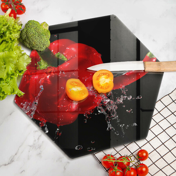 Steklena podloga za rezanje Rdeča paprika v vodi