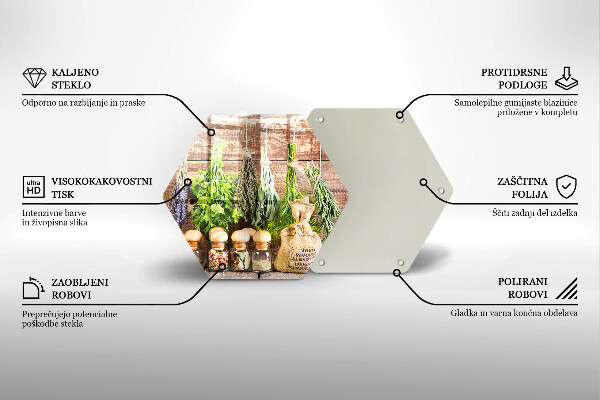 Steklena podloga za rezanje Zelišča začimbe in les