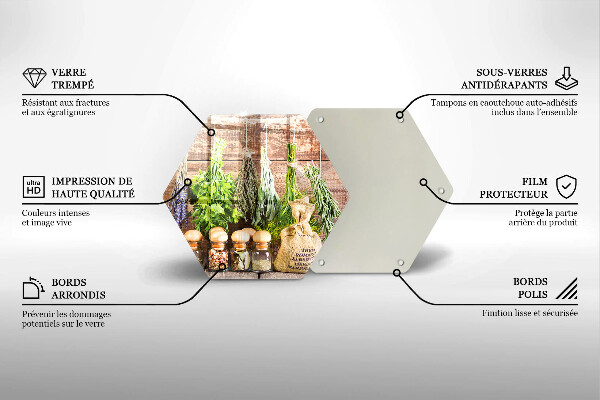 Steklena podloga za rezanje Zelišča začimbe in les