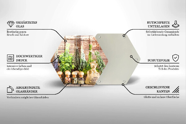 Steklena podloga za rezanje Zelišča začimbe in les