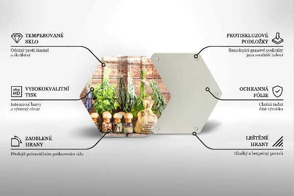 Steklena podloga za rezanje Zelišča začimbe in les