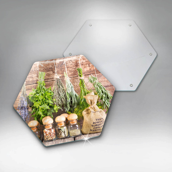 Steklena podloga za rezanje Zelišča začimbe in les