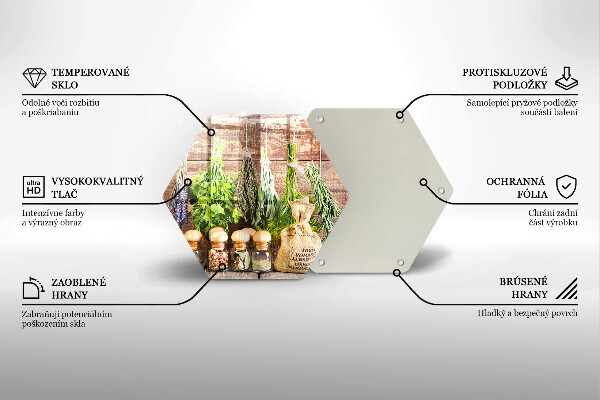 Steklena podloga za rezanje Zelišča začimbe in les