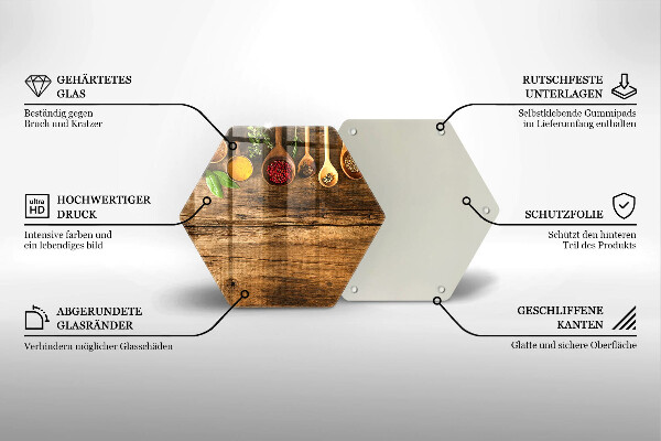 Steklena podloga za rezanje Lesene žlice začimb