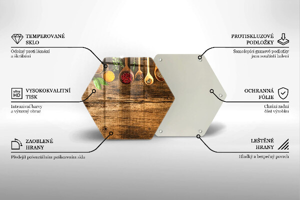 Steklena podloga za rezanje Lesene žlice začimb