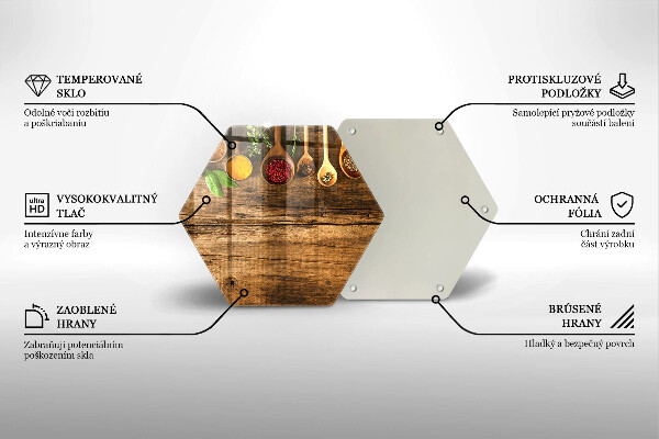 Steklena podloga za rezanje Lesene žlice začimb