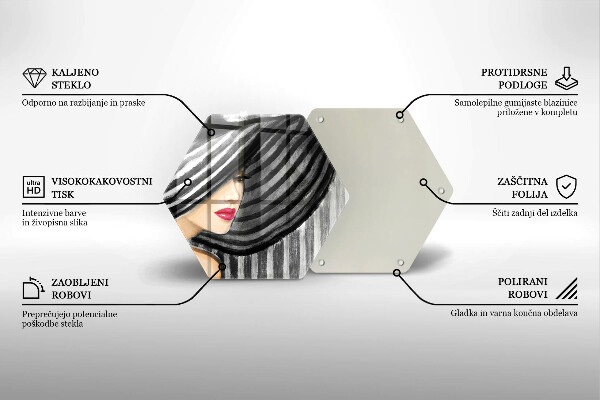 Steklena podloga za rezanje Ženska v klobuku