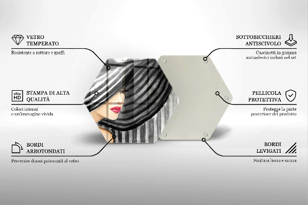 Steklena podloga za rezanje Ženska v klobuku