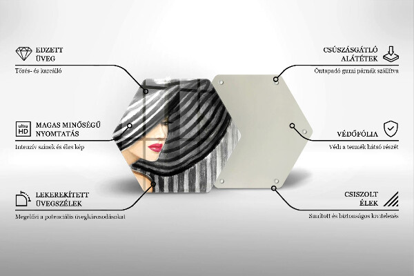 Steklena podloga za rezanje Ženska v klobuku