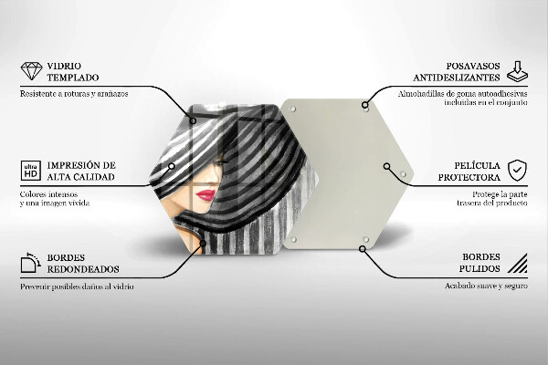 Steklena podloga za rezanje Ženska v klobuku