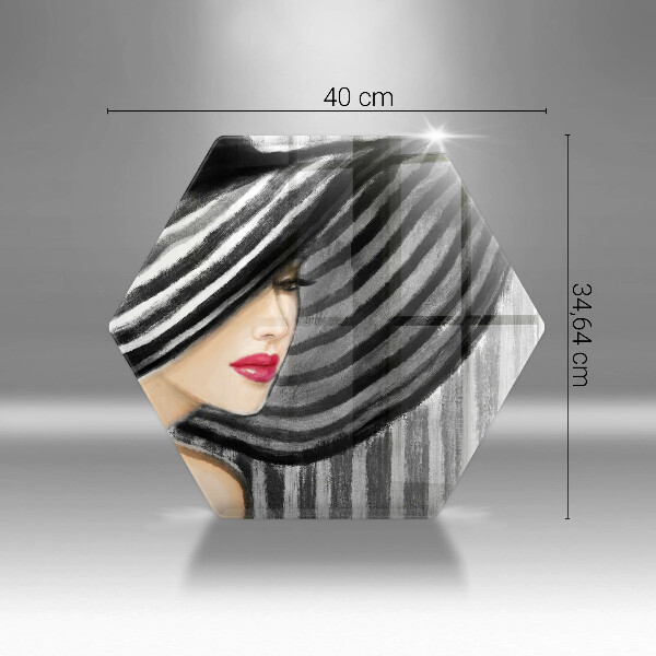 Steklena podloga za rezanje Ženska v klobuku