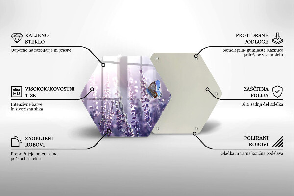 Steklena podloga za rezanje Divje rože in metulj