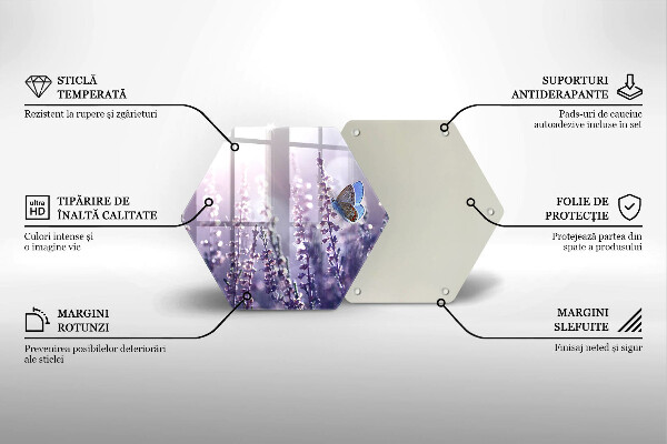 Steklena podloga za rezanje Divje rože in metulj