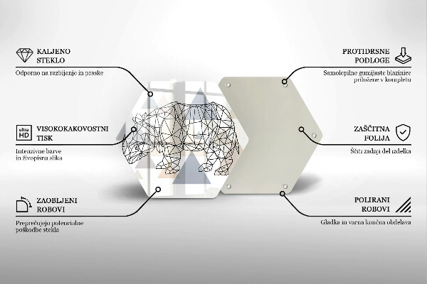 Steklena podloga za rezanje Line art nosorog