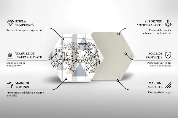 Steklena podloga za rezanje Line art nosorog