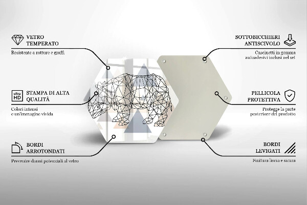 Steklena podloga za rezanje Line art nosorog