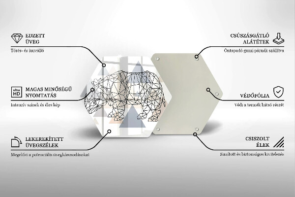 Steklena podloga za rezanje Line art nosorog