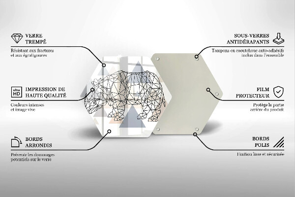 Steklena podloga za rezanje Line art nosorog