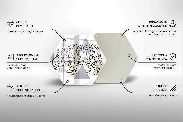 Steklena podloga za rezanje Line art nosorog