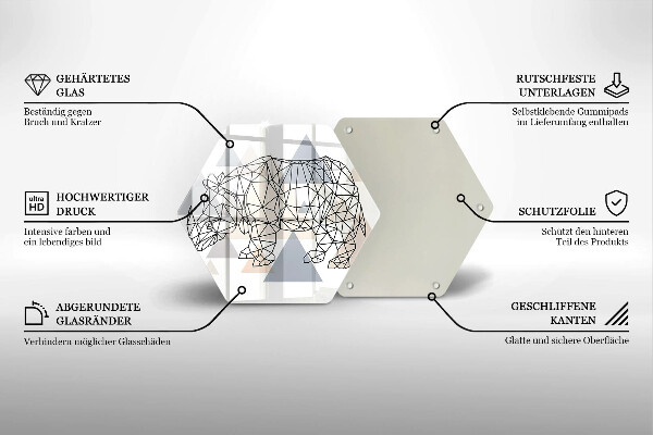 Steklena podloga za rezanje Line art nosorog