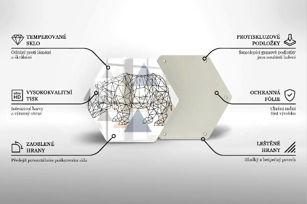 Steklena podloga za rezanje Line art nosorog
