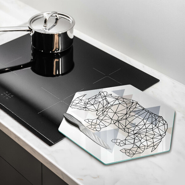 Steklena podloga za rezanje Line art nosorog