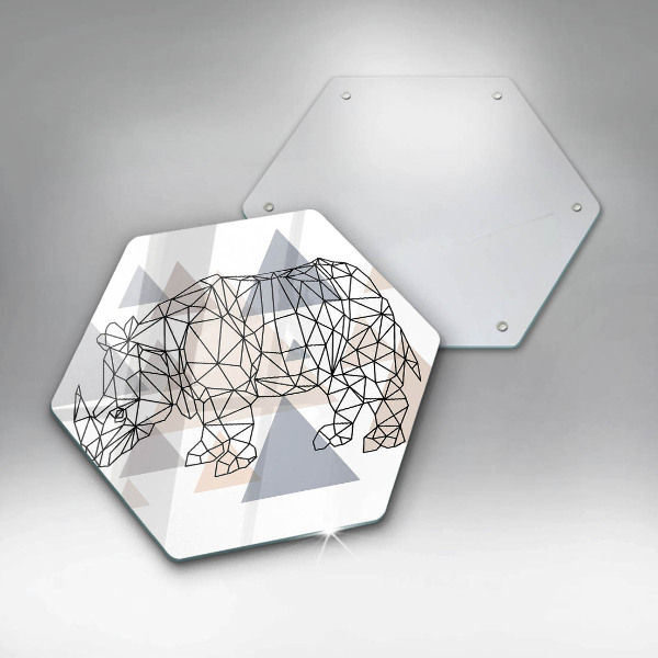 Steklena podloga za rezanje Line art nosorog