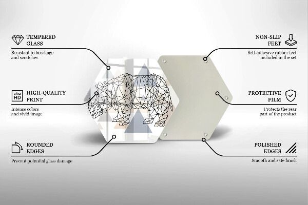 Steklena podloga za rezanje Line art nosorog