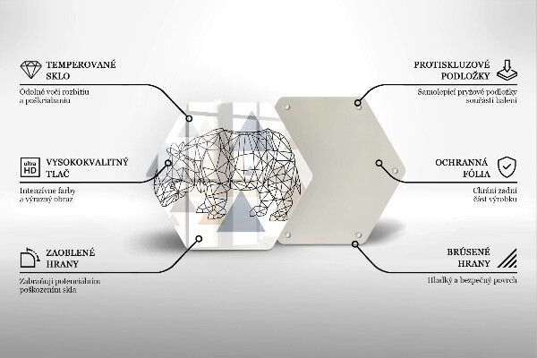 Steklena podloga za rezanje Line art nosorog