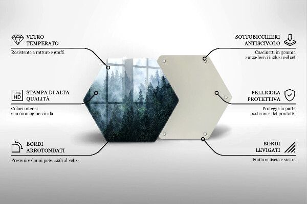 Steklena podloga za rezanje Gozdno drevje in megla