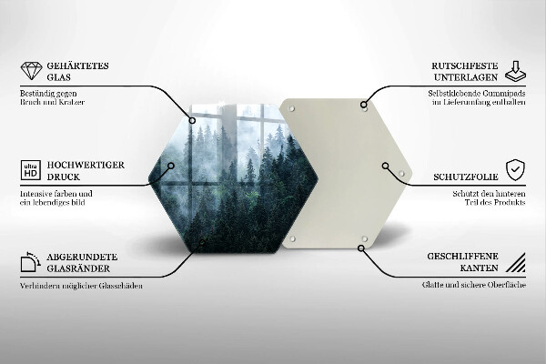 Steklena podloga za rezanje Gozdno drevje in megla