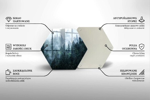 Steklena podloga za rezanje Gozdno drevje in megla