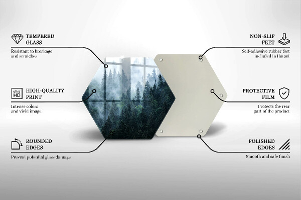Steklena podloga za rezanje Gozdno drevje in megla