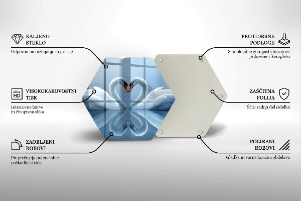Steklena podloga za rezanje Dva labodja srca