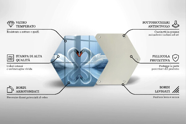 Steklena podloga za rezanje Dva labodja srca