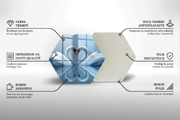 Steklena podloga za rezanje Dva labodja srca