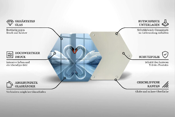 Steklena podloga za rezanje Dva labodja srca